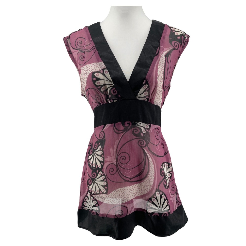 Y2K Babydoll Top Womens Medium Plum Pink Empire Waist Fairy Retro Indie Romanic